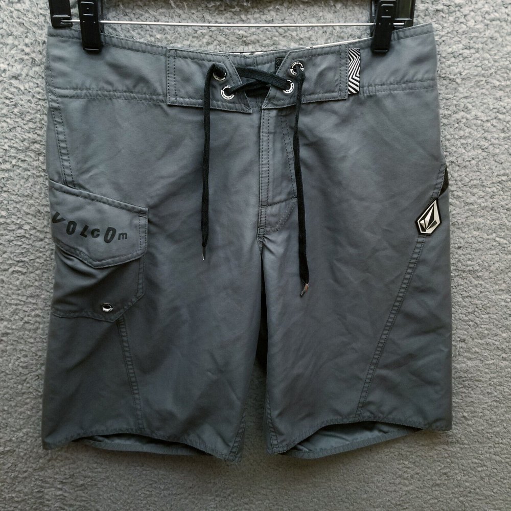 Volcom Men's 29 Gray Board Shorts Swimwear 100% Polyester 30" 10.5" 10.25"